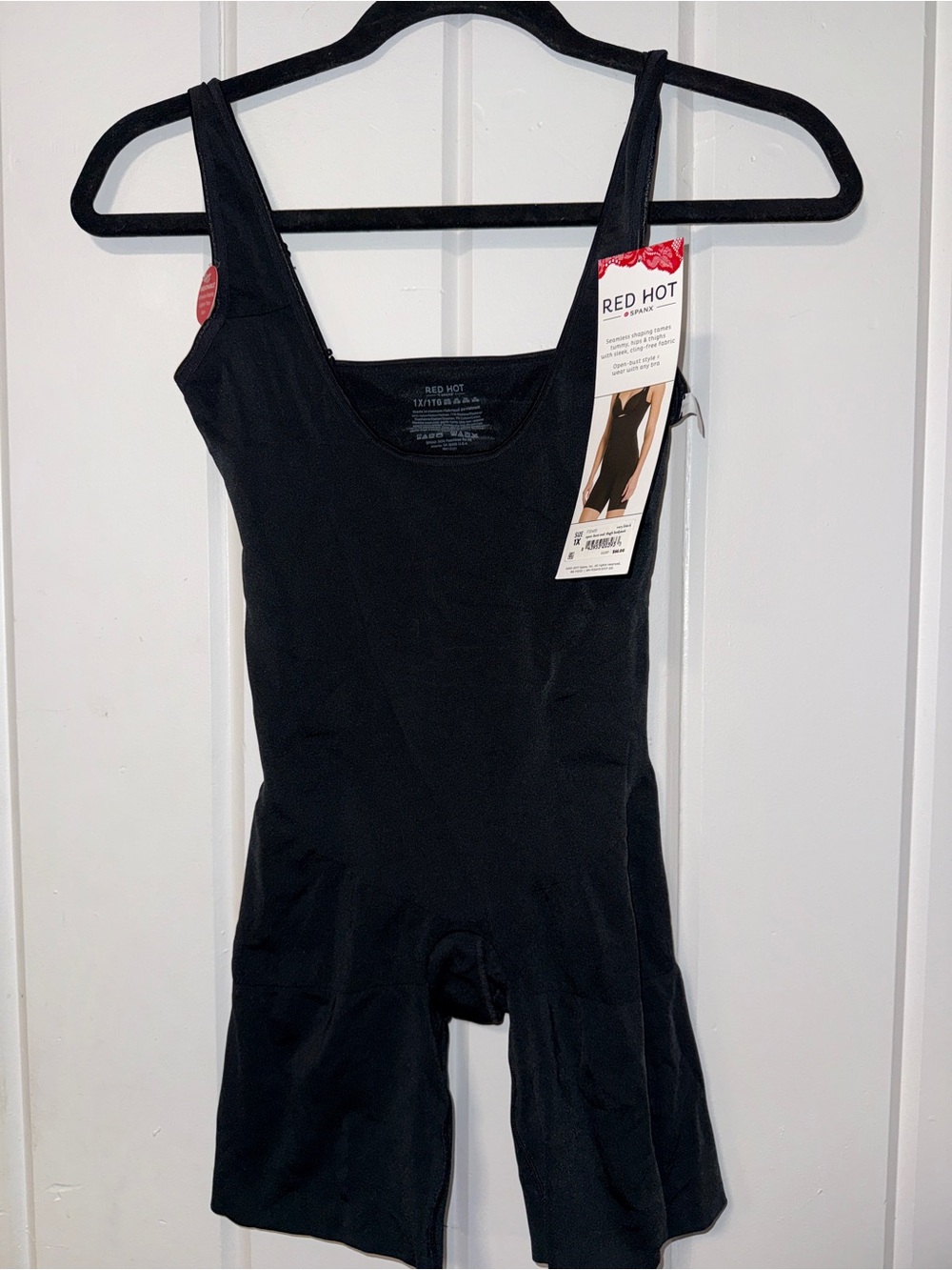 SPANX Red Hot Black Firm-Control Shaping Bodysuit Shorts